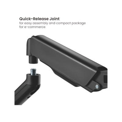 Brazo soporte ergonómico para 2 (dos) monitores tipo VESA 17-32" con resorte  y administración de cables, color negro, marca XUE® Modelo C024E