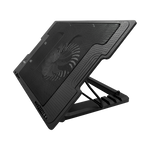 Base Disipadora de calor tipo Stand con 1-ventilador, 4-Posiciones, 2 puertos USB, color Negro, marca XUE CSV1