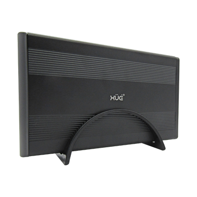 Caja 3,5" SATA USB 3.0 externa para Disco Duro negra, marca XUE. Incluye base Stand