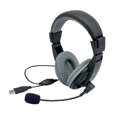 Diadema XUE® USB 2.0 H520 con Mic giratorio, color negro/gris c/control de volumen dial en cable