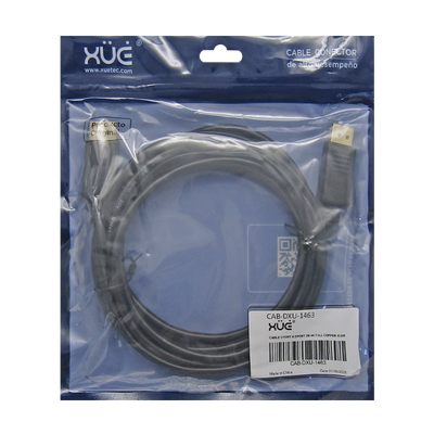 Convertidor Displayport a Displayport 3M V1.2 4K/60HZ AWG30 FULL COPPER, color Negro, marca XUE®