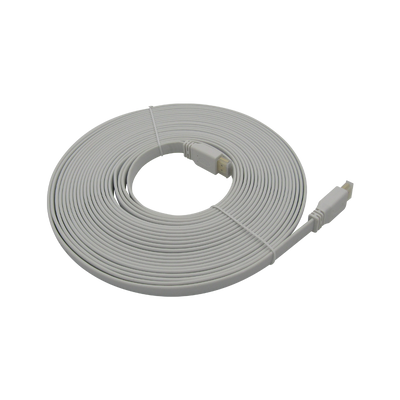 Cable HDMI V2.0 Plano 2160P 4K/60HZ 10M ARC 18Gbps Macho a HDMI Macho 19+1, color  Blanco, marca  XUE®