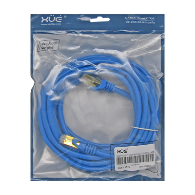 Cable Patchcord UTP CAT6A 5M 26AWG 10Gbps CCA 80% PVC AZUL XUE®