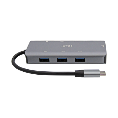 Docking Station XUE® 8-1 USB-C a GIGABIT ETHERNET+ HDMI 4K + PD 100W + 3*USB3.0 + LECTOR SD, XUE® GRIS