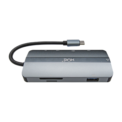 Docking Station 8-1 TIPO-C 3.1 Gen1 a GIGABIT RJ45 + HDMI 4K + PD 100W + 3*USB3.0 + SD/TF, Color Gris, Marca XUE®