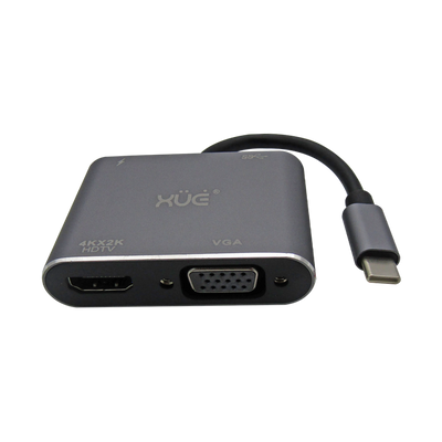 Convertidor USB-C 3.1 a HDMI 4K, VGA, USB 3.0, USB-C de carga, marca XUE®