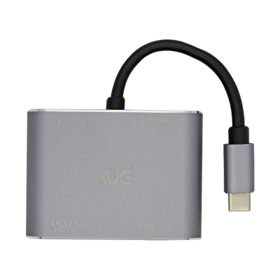 Convertidor USB-C 3.1 a HDMI 4K, VGA, USB 3.0, USB-C de carga, (PC Y MAC) marca XUE®