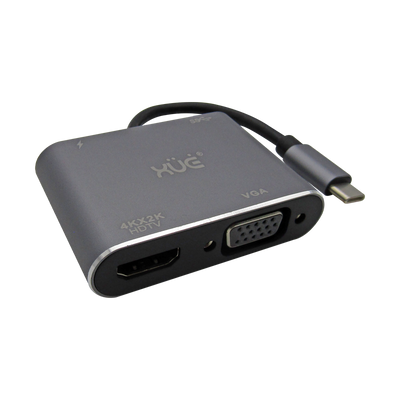 Convertidor USB-C 3.1 a HDMI 4K, VGA, USB 3.0, USB-C de carga, (PC Y MAC) marca XUE®