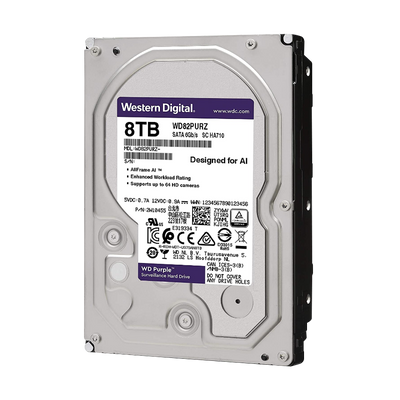 Disco Duro para Videovigilancia SATA 3.5 8TB 5640RPM 128MB WD PURPLE WD84PURZ