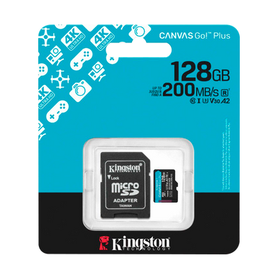 Memoria Micro SD 128GB C10 U3 V30 R/W 200/100 MBPS KINGSTON GO Plus SDCG4/128GB (GOPRO)