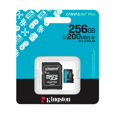 Memoria Micro SD 256GB C10 U3 V30 R/W 200/100 MBPS KINGSTON GO Plus SDCG4/256GB (GOPRO)