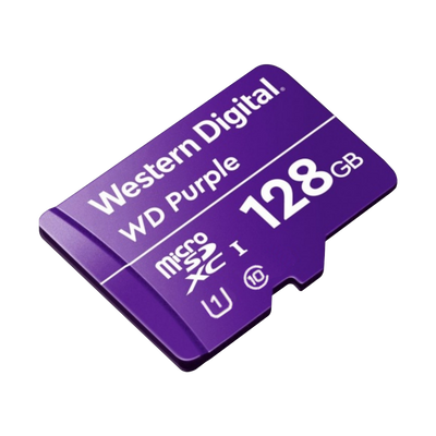 Memoria micro SD 128GB C10 U1 V10 R-W 100/60 Mbps WD Purple QD101  WDD128G1P0C para cámaras IP y video vigilancia
