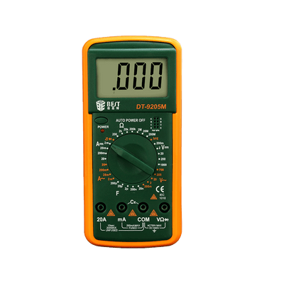MULTIMETRO DIGITAL BEST DT-9205m 1000V, 20A, 200M, 20nF, CE Y ROHS.
