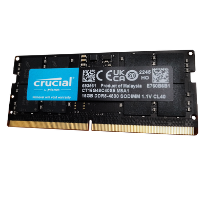 Memoria RAM para portátil DDR5 PC5-38400 16GB 4800MHZ CL40 1.1V laptop Crucial CT16G48C40S5