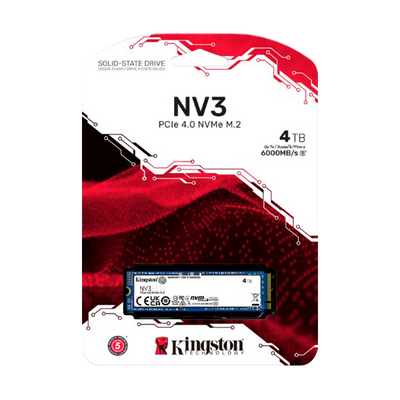 Disco de Estado Sólido SSD PCI-E 4.0 M.2 2280 4TB NVME KINGSTON NV3 SNV3S/4000G R/W 6000 MB/S