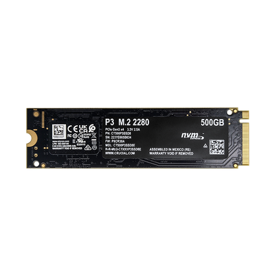 Disco de estado sólido SSD PCI-E 3.0 M.2 2280 500GB NVMe Crucial P3 CT500P3SSD8 R/W 3500/1900 MBs