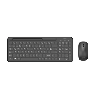 Combo Teclado Externo Wireless  Compacto LATAM + Mouse 1600DPI, 2.4GHZ + BT 5.0, Batería 500MAH, USB-C, Color Negro, W1500 XUE®