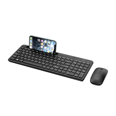 Combo Teclado Externo Wireless  Compacto LATAM + Mouse 1600DPI, 2.4GHZ + BT 5.0, Batería 500MAH, USB-C, Color Negro, W1500 XUE®