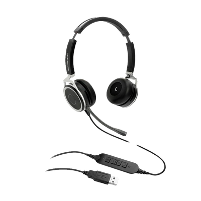Diadema Dual USB con control de volumen y cancelación de ruido, LUZ DE OCUPADO INTEGRADA INTEGRADA GUV3005 GRANDSTREAM